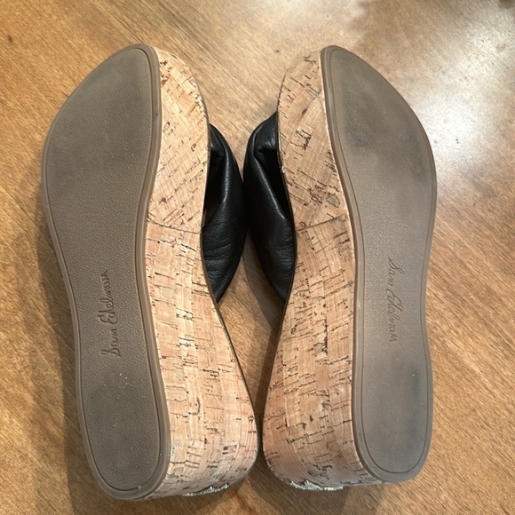 Sam Edelman sz 7 Women's Ramsey Leather Platform Wedge Slides, (Black) - Picture 6 of 6